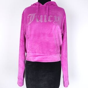 Juicy Couture Loungewear velvet hoodie cropped magenta pink sz L